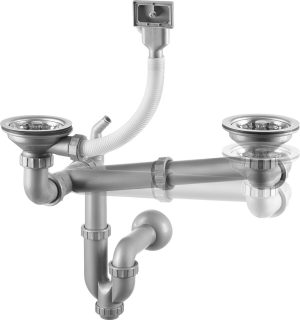 Syfon do zlewozmywaka stalowego 1.5- i 2-komorowego - odpływ 2"
