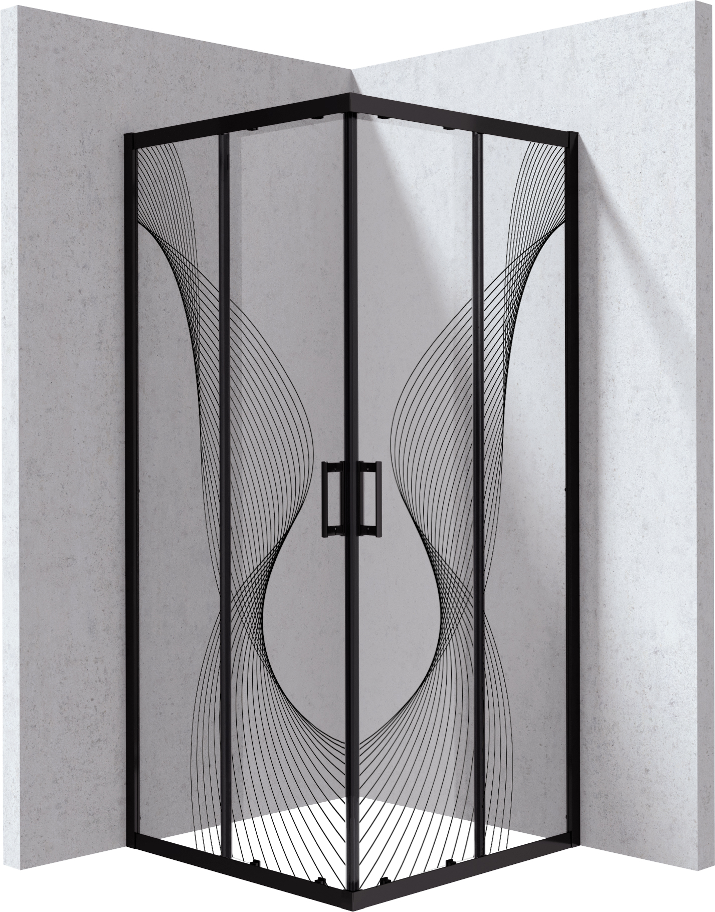 Kabina prysznicowa kwadratowa 80x80 cm - wzór fala