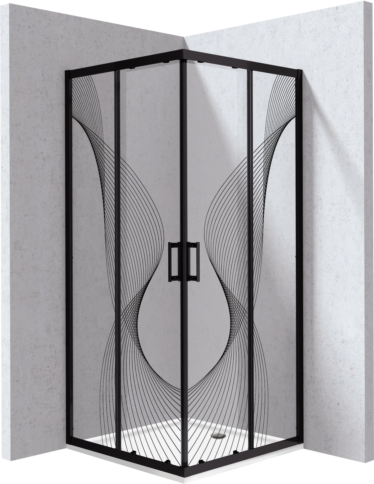 Kabina prysznicowa z brodzikiem kwadratowa 90x90 cm - wzór fala